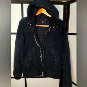 Marc Jacobs hooded bomber jacket size medium navy blue